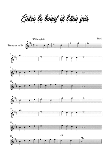 Entre le bœuf et l'âne gris (for Trumpet)