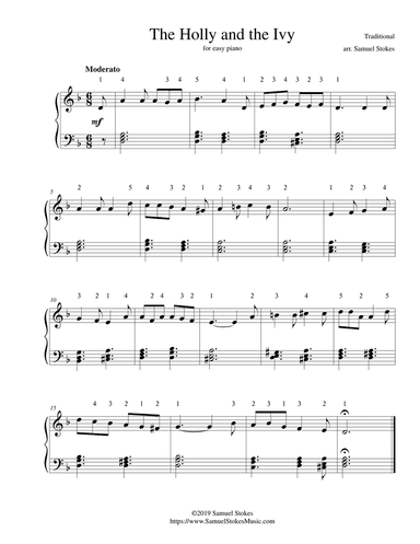 The Holly and the Ivy (minor key setting) - for easy piano