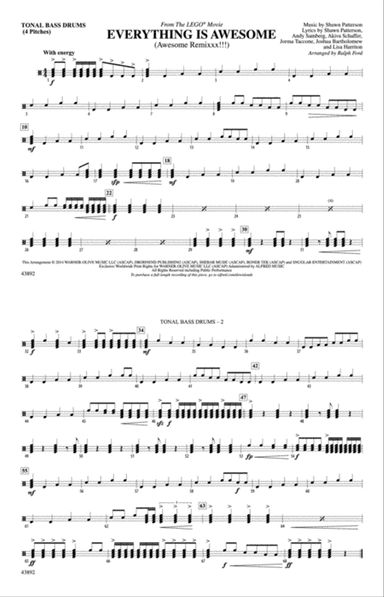 Everything Is Awesome (from The Lego® Movie): Tonal Bass Drum