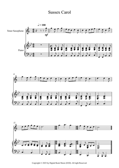 Sussex Carol (Tenor Sax + Piano)