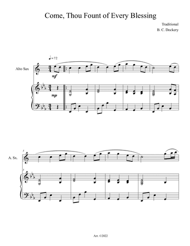 Come, Thou Fount of Every Blessing (Alto Sax Solo with Piano Accompaniment)