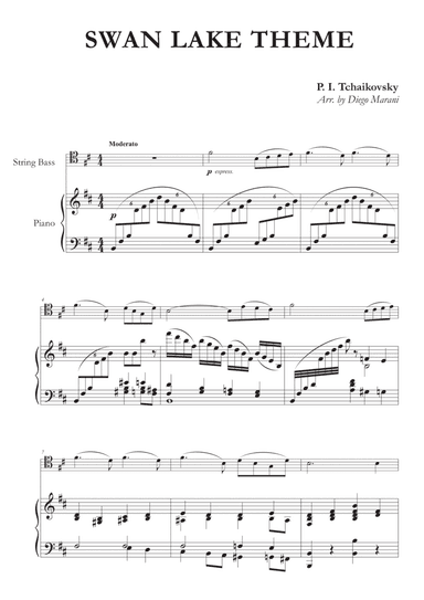 Swan Lake Theme for String Bass and Piano