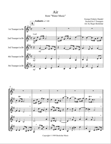 Air (from "Water Music") (Trumpet Quintet)