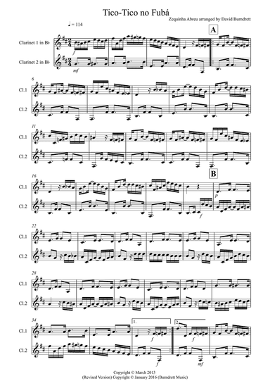 Tico Tico for Clarinet Duet