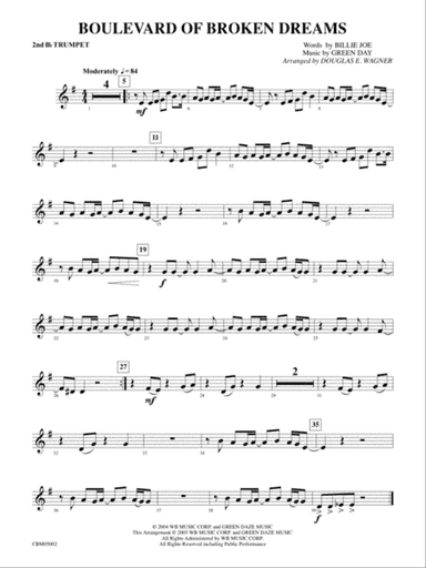 Boulevard of Broken Dreams: 2nd B-flat Trumpet