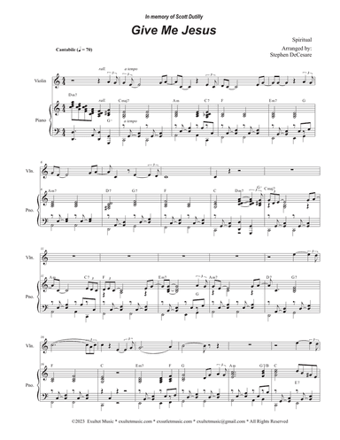 Give Me Jesus (Violin solo and Piano)