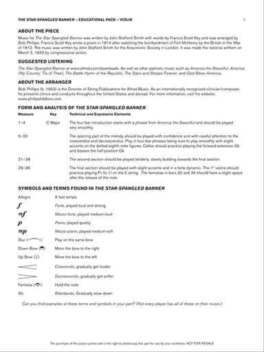The Star-Spangled Banner: Violin Educational Pack