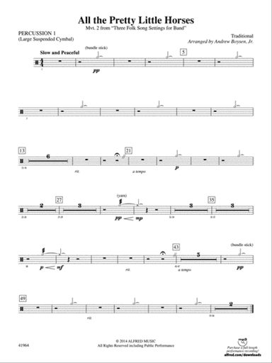 All the Pretty Little Horses: 1st Percussion