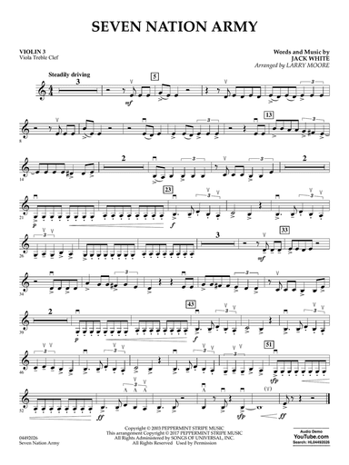 Seven Nation Army (arr. Larry Moore) - Violin 3 (Viola Treble Clef)
