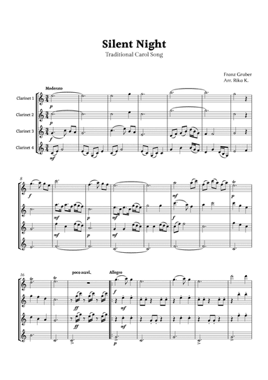 Silent Night for Clarinet Quartet