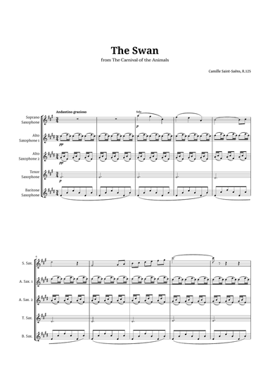 The Swan by Saint-Saëns for Sax Quintet