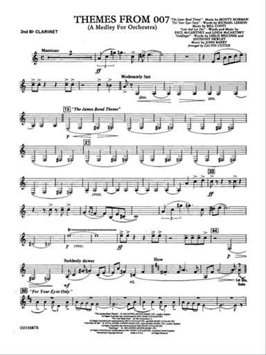 Themes from 007: 2nd B-flat Clarinet