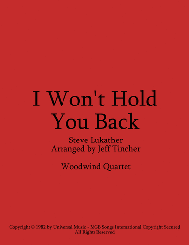 I Won't Hold You Back