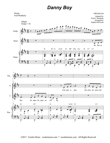 Danny Boy (for 2-part choir - (Soprano & Tenor)