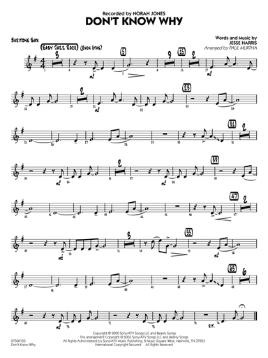 Don't Know Why (arr. Paul Murtha) - Baritone Sax