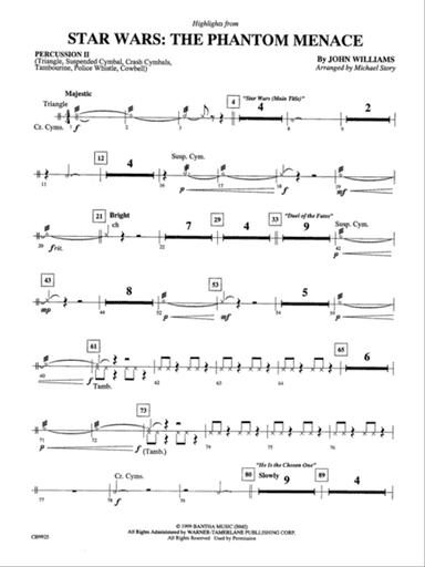 Highlights from Star Wars: Episode I The Phantom Menace: 2nd Percussion