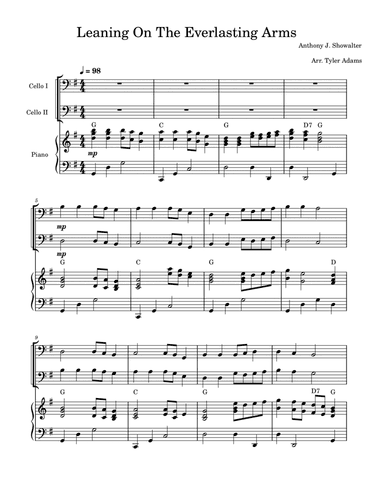 Leaning On The Everlasting Arms (Cello Duet with Piano)