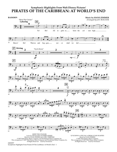 Highlights from Pirates of the Caribbean: At World's End (arr. Jay Bocook) - Bassoon