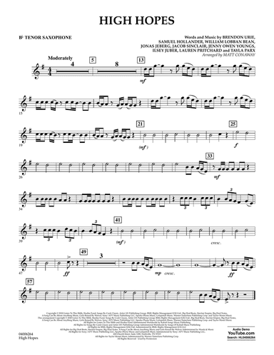 High Hopes (arr. Matt Conaway) - Bb Tenor Saxophone