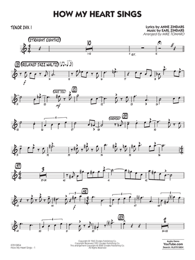 How My Heart Sings (arr. Mike Tomaro) - Tenor Sax 1