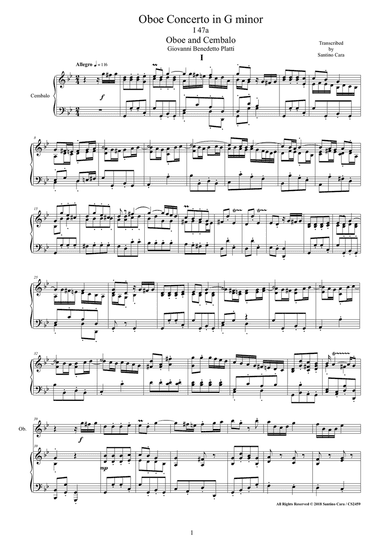 Platti - Concerto in G minor, I 47b for Oboe and Cembalo (or Piano)