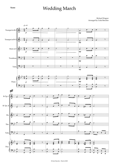 Wedding March (Wagner) Brass Quintet Piano