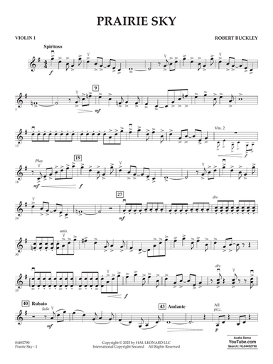 Prairie Sky - Violin 1