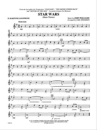 Star Wars Main Theme: E-flat Baritone Saxophone