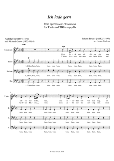 Orlofsky's aria (Die Fledermaus) TTBB a cappella, german text
