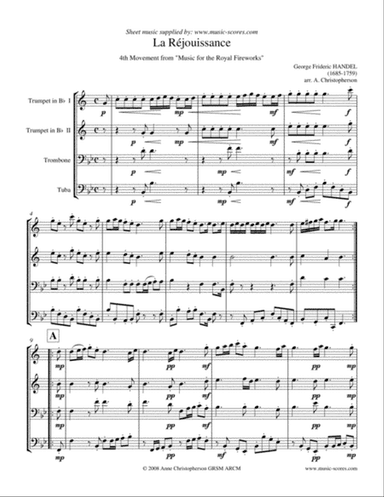 La Réjouissance - Brass Quartet (2 trumpets, trombone and tuba)