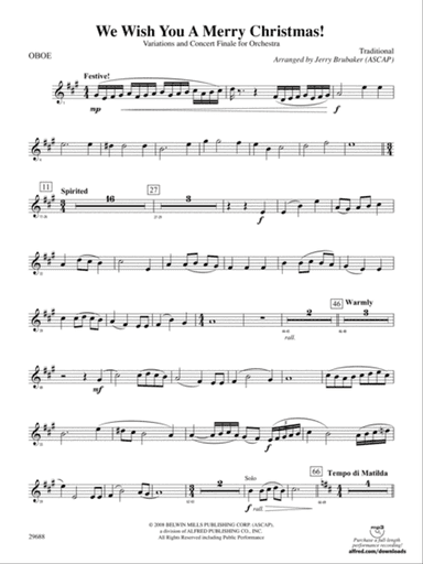 We Wish You a Merry Christmas: Oboe