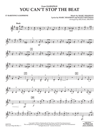 You Can't Stop the Beat (from Hairspray) (arr. Michael Brown) - Eb Baritone Saxophone