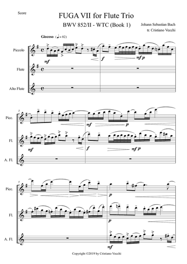 Fuga VII for Flute Trio
