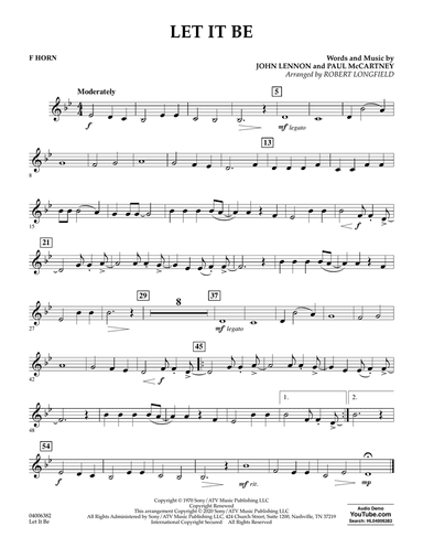 Let It Be (arr. Robert Longfield) - F Horn