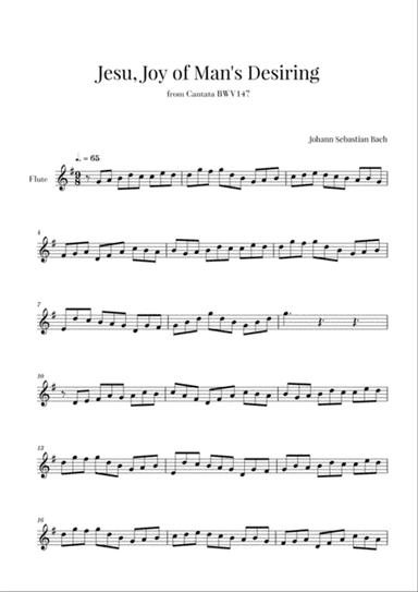 Bach - Jesu, Joy of Man's Desiring for Flute
