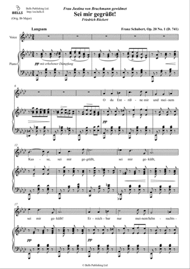 Sei mir gegrusst!, Op. 20 No. 1 (D. 741) (A-flat Major)