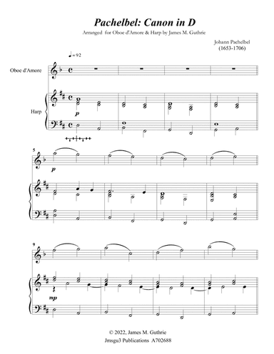 Pachelbel: Canon in D for Oboe d'Amore & Harp