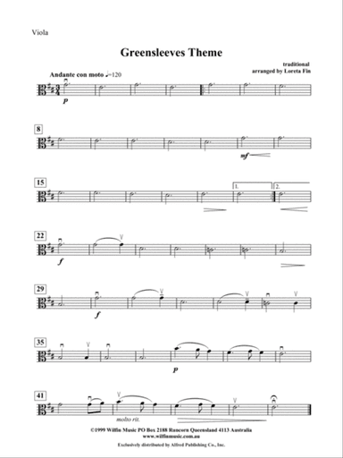 Greensleeves Theme: Viola