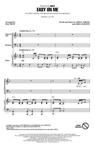 Easy On Me (arr. Mac Huff)