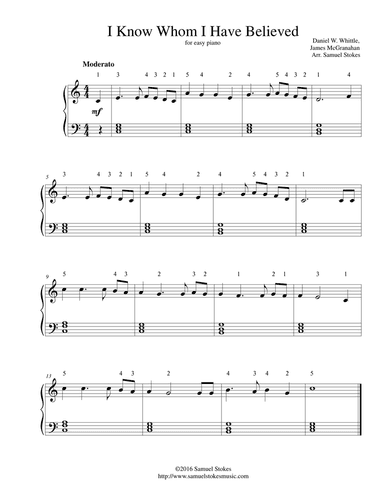 I Know Whom I Have Believed - for easy piano