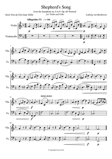 Symphony no. 6 in F, Op. 68 'Pastorale' - Allegretto (V) - Beethoven (Violin & Cello)