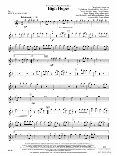 High Hopes: Part 1 - Tenor Saxophone