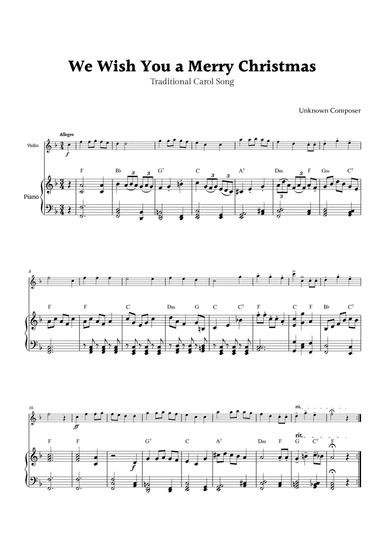 We Wish you a Merry Christmas for Violin and Piano