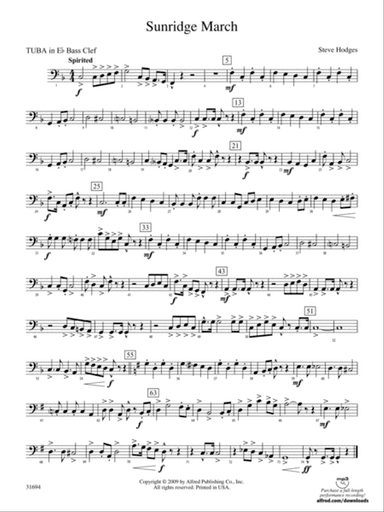 Sunridge March: (wp) E-flat Tuba B.C.