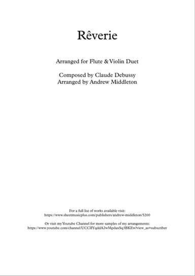 Reverie arranged for Flute and Violin Duet