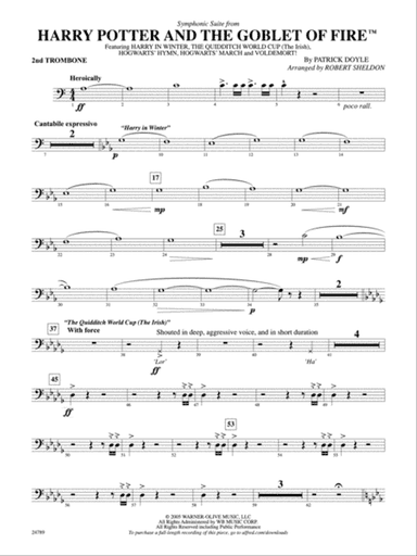 Harry Potter and the Goblet of Fire, Symphonic Suite from: 2nd Trombone