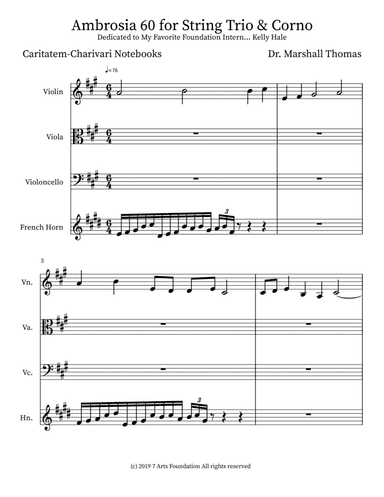 Ambrosia 60 for String Trio & Corno