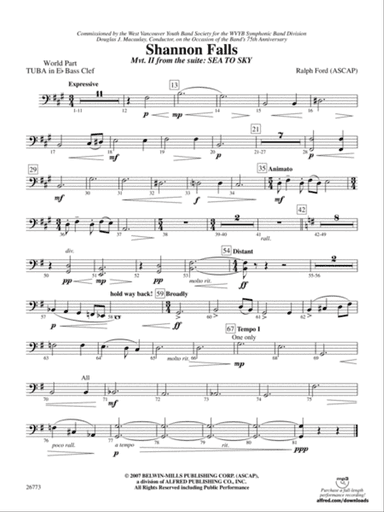 Shannon Falls (Movement 2 from Sea to Sky): (wp) E-flat Tuba B.C.