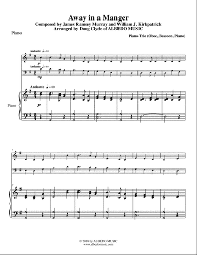Away in a Manger for for Oboe, Bassoon & Piano