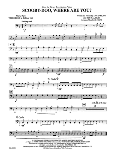 Scooby-Doo, Where Are You?, Theme from: (wp) 1st B-flat Trombone B.C.